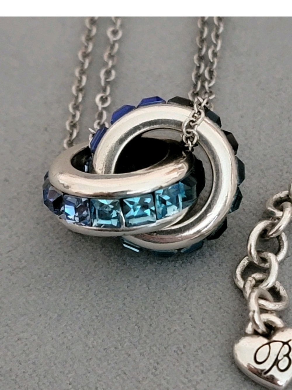 Brighton Silver Interlocking Pendant with Blue Crystals